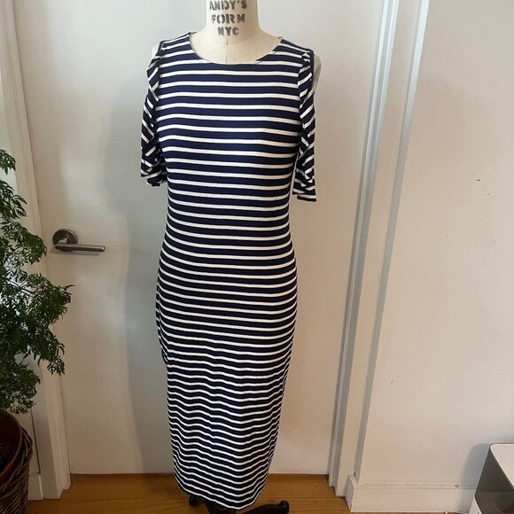 RACHEL PALLY  Cosmos Midi Dress  Navy/White Stripe Size Large - Picture 3 of 8